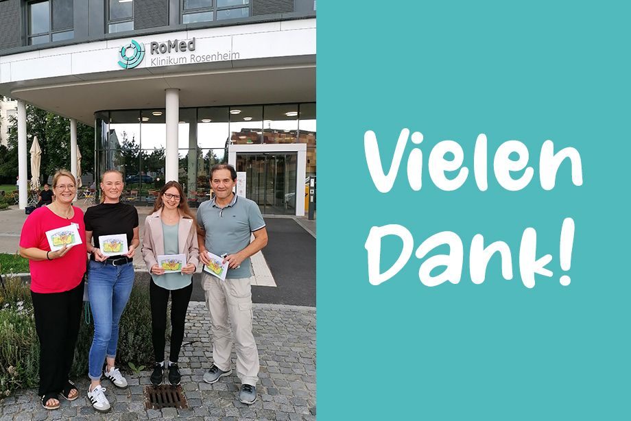 Tanja Rüb (Bereichsleitung allgem. Pädiatrie), Ursula Zagler (Psychologin), Waltraud Egger (MA Controlling), Peter Hauser (Autor/Illustrator). Tanja Rüb (Bereichsleitung allgem. Pädiatrie), Ursula Zagler (Psychologin), Waltraud Egger (MA Controlling), Peter Hauser (Autor/Illustrator).