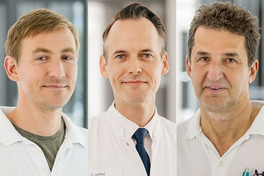 v.l.: Leitender Oberarzt Dr. Jan Nikolas Rieken, Chefarzt Prof. Dr. Christian Zeckey und Leitender Oberarzt Dr. Thomas Wimbauer